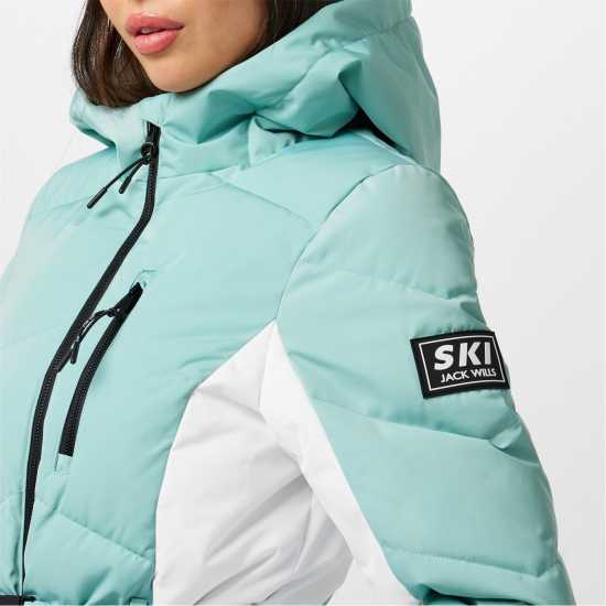 Jack Wills Hooded Puffer Jacket Аква Дамски грейки