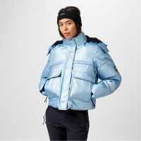 Jack Wills Cropped Puffer Jacket Метален син Дамски грейки