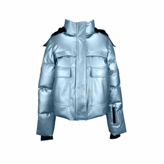 Jack Wills Cropped Puffer Jacket Метален син Дамски грейки