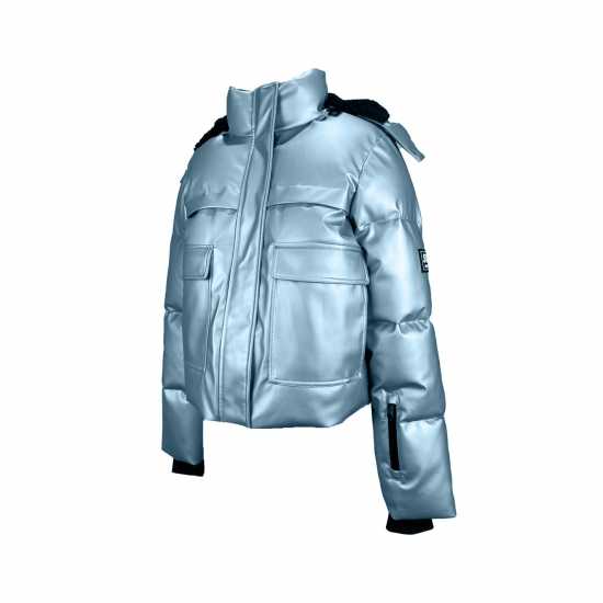 Jack Wills Cropped Puffer Jacket Метален син Дамски грейки