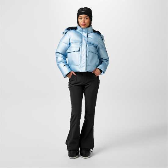 Jack Wills Cropped Puffer Jacket Метален син Дамски грейки