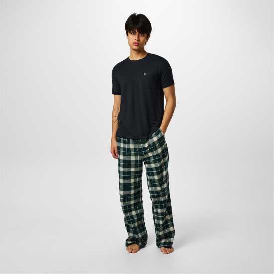 Jack Wills Flannel Check Trousers Вечнозелена каре Мъжки пижами