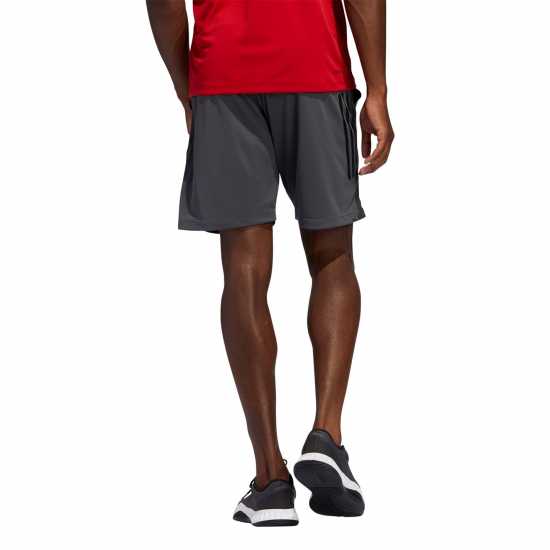 Adidas Мъжки Шорти 3-Stripes 9-Inch Shorts Mens Grey/White - Мъжко облекло за едри хора