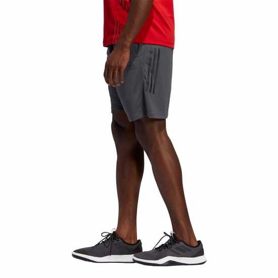 Adidas Мъжки Шорти 3-Stripes 9-Inch Shorts Mens Grey/White - Мъжко облекло за едри хора