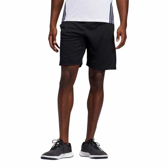 Adidas Мъжки Шорти 3-Stripes 9-Inch Shorts Mens Black/White - Мъжко облекло за едри хора
