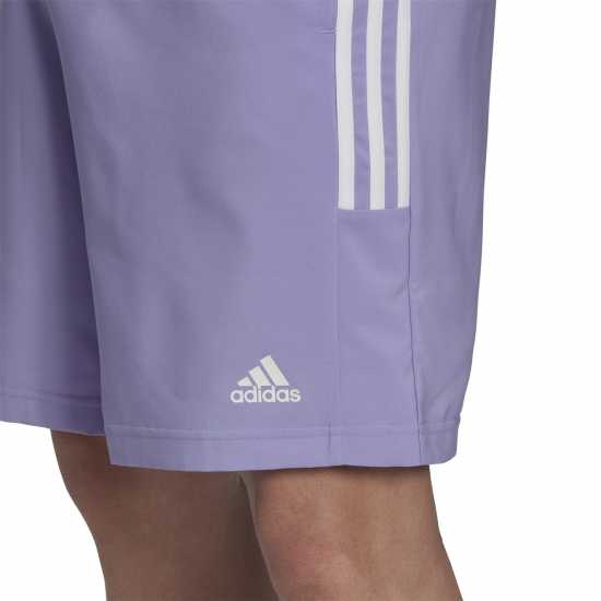 Adidas Мъжки Шорти 3-Stripes Shorts Mens Purple/White - Мъжко облекло за едри хора