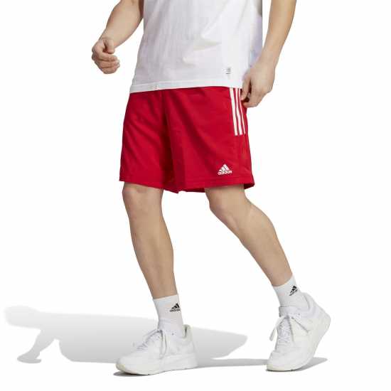 Adidas Мъжки Шорти 3-Stripes Shorts Mens Scarlet/White Мъжко облекло за едри хора