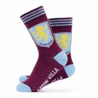 Aston Villa Officially Licensed Crest White Socks Size 7-11 Unisex  