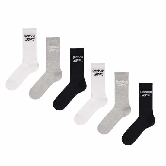 Reebok 6Pk Crew Sock Sn00 Wht/Gry/Blk Мъжки чорапи