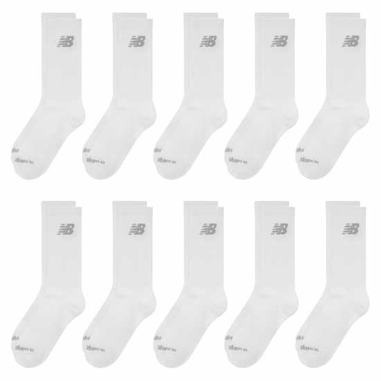 New Balance 10 Pack Cushioned Crew Socks Бяло New Balance 10 Pack Cushioned Crew Socks Бяло