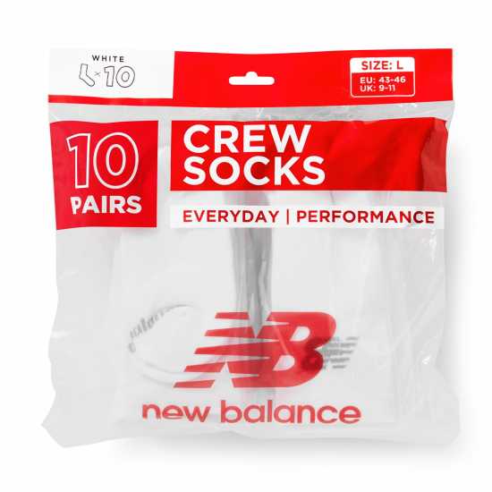 New Balance 10 Pack Cushioned Crew Socks Бяло New Balance 10 Pack Cushioned Crew Socks Бяло
