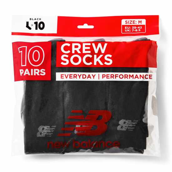 New Balance 10 Pack Cushioned Crew Socks Черно 