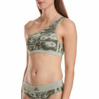 Adidas 720 Degree Stretch Asymmetric Bra маслина и печат Дамско бельо