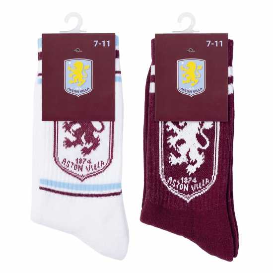 Team Football Officially Licensed Socks 2-Pack Size 7-11 Unisex AVFC Crest Team Football Officially Licensed Socks 2-Pack Size 7-11 Unisex AVFC Crest