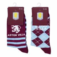 Team Football Officially Licensed Socks 2-Pack Size 7-11 Unisex AVFC Claret 