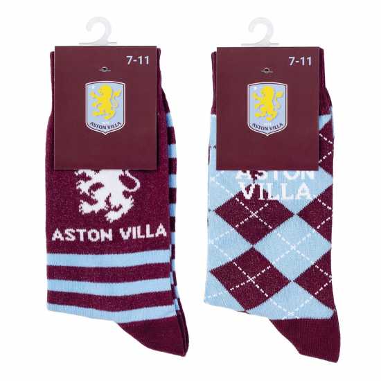 Team Football Officially Licensed Socks 2-Pack Size 7-11 Unisex AVFC Claret 