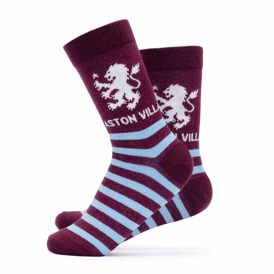 Team Football Officially Licensed Socks 2-Pack Size 7-11 Unisex AVFC Claret 
