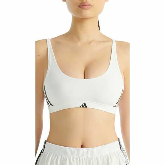 Adidas Active Essentials Cotton 3-Stripes Scoop Bralette White Adidas Active Essentials Cotton 3-Stripes Scoop Bralette White