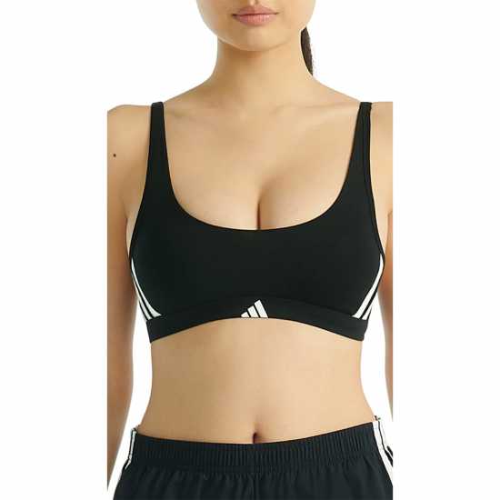 Adidas Active Essentials Cotton 3-Stripes Scoop Bralette Black Adidas Active Essentials Cotton 3-Stripes Scoop Bralette Black