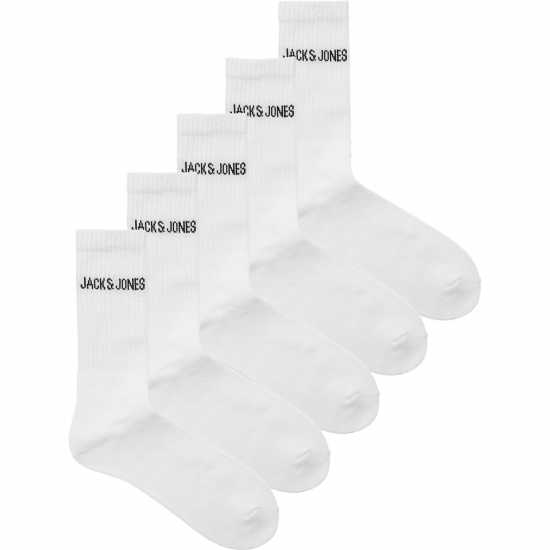 Jack And Jones Regen Mens 5-Pack Crew Socks Бяло Мъжки чорапи