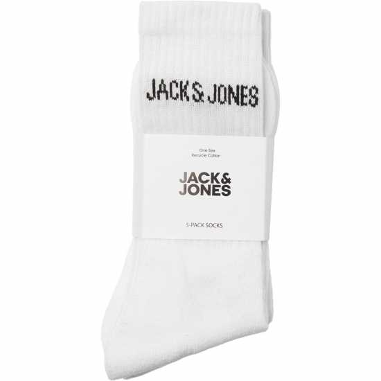 Jack And Jones Regen Mens 5-Pack Crew Socks Бяло Мъжки чорапи