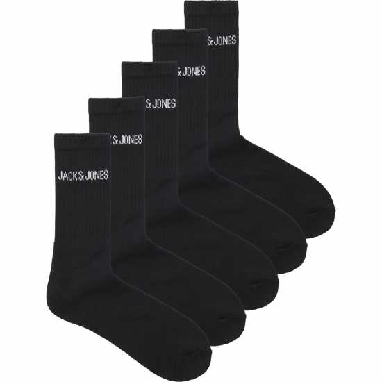 Jack And Jones Regen Mens 5-Pack Crew Socks Черно Мъжки чорапи