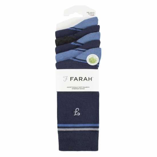 Farah 5 Pack Bamboo Socks Mens Navy/Blue Farah 5 Pack Bamboo Socks Mens Navy/Blue