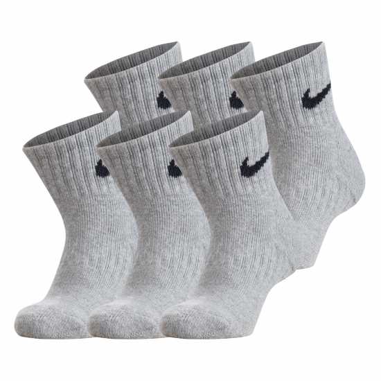 Nike Swoosh Performance Quarter Sock 6 Pack Childrens Сиво Детски чорапи