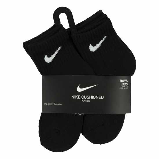 Nike Swoosh Performance Quarter Sock 6 Pack Childrens Черно Детски чорапи
