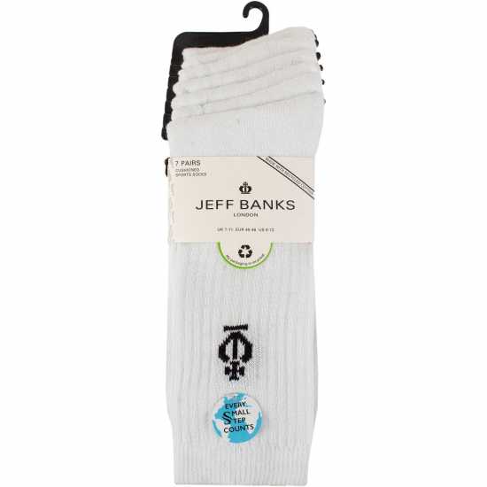 Jeff Banks Men's 7 Pack Sport Crew Socks White Jeff Banks Men's 7 Pack Sport Crew Socks White