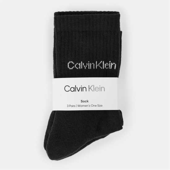 Calvin Klein Ck Logo Crew Socks 3-Pack Womens Черно 