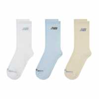 New Balance Everyday Crew Socks 3-Pack Adults White/Blu/Cream 