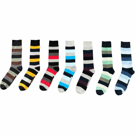 Firetrap Formal Socks 7 Pack Mens Смела полоса Мъжки чорапи