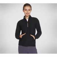 Skechers Goluxe Rib 1 4 Zip Fleece Womens Черно Дамски полар