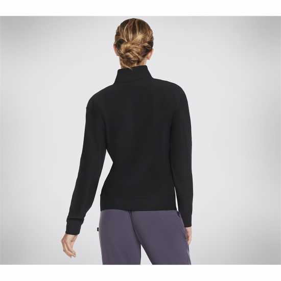 Skechers Goluxe Rib 1 4 Zip Fleece Womens Черно Дамски полар