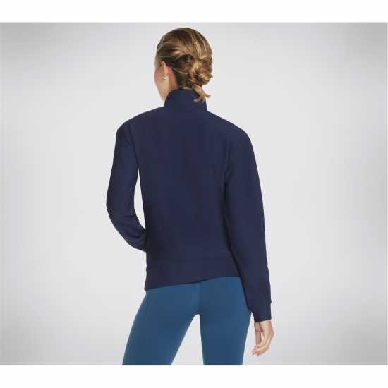 Skechers Goluxe Rib 1 4 Zip Fleece Womens Морска синьо Дамски полар