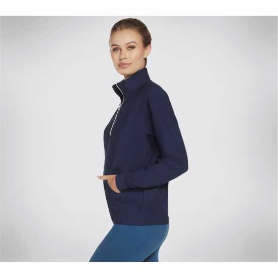 Skechers Goluxe Rib 1 4 Zip Fleece Womens Морска синьо Дамски полар