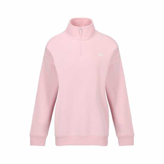 Slazenger Quarter Zip Sweatshirt Womens Бебешко розово Дамски полар