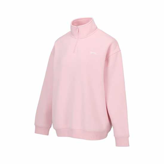 Slazenger Quarter Zip Sweatshirt Womens Бебешко розово Дамски полар