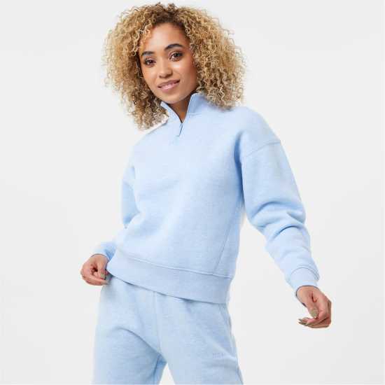 Usa Pro Quarter Zip Top Womens Син Марл Дамски полар