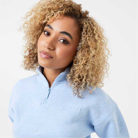 Usa Pro Quarter Zip Top Womens Син Марл Дамски полар