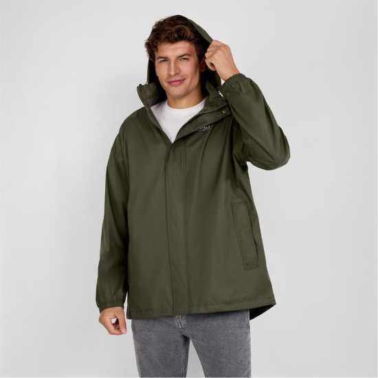Непромокаемо Яке Men Packaway Waterproof Jacket With Hood Khaki  