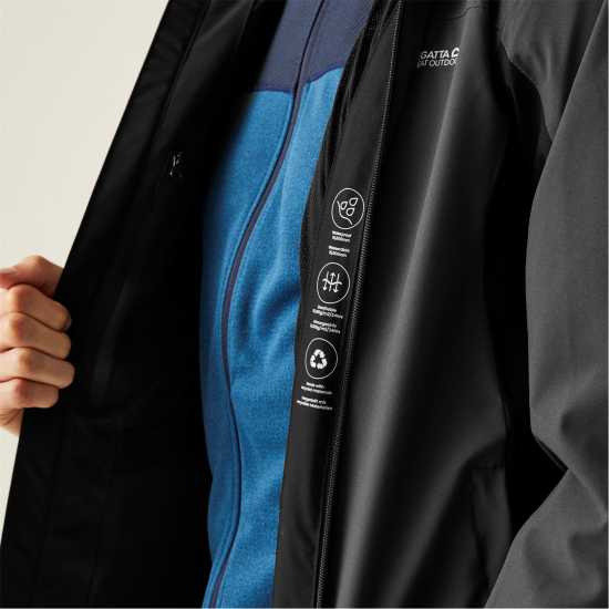 Непромокаемо Яке Мъжко Regatta Birchdale Waterproof Jacket Mens Ясен/Черен Мъжко водонепромокаемо облекло