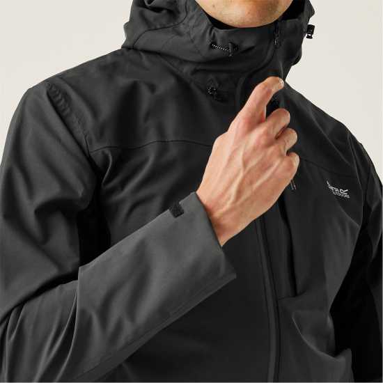 Непромокаемо Яке Мъжко Regatta Birchdale Waterproof Jacket Mens Ясен/Черен Мъжко водонепромокаемо облекло