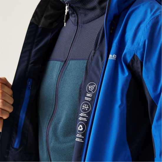 Непромокаемо Яке Мъжко Regatta Birchdale Waterproof Jacket Mens Синьо/Морско синьо Мъжко водонепромокаемо облекло