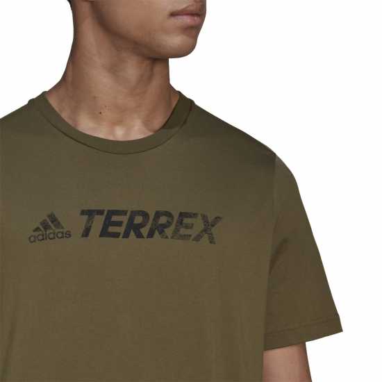 Adidas Мъжка Тениска Terrex Logo T Shirt Mens Focus Olive - Мъжки ризи