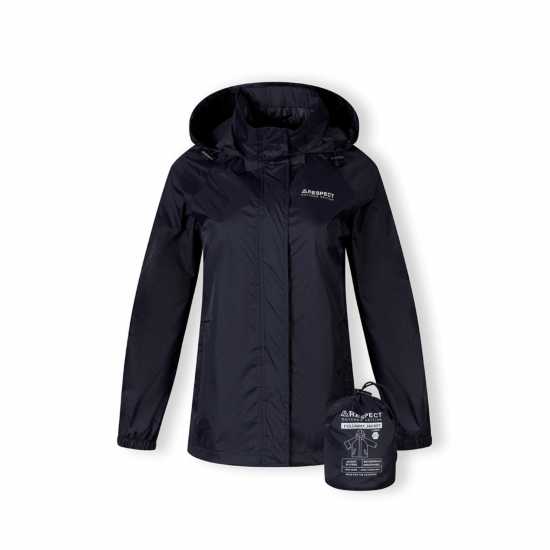 Непромокаемо Яке Women Packaway Waterproof Jacket With Zipped Pockets Navy  