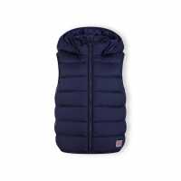 Girls Quilted Gilet Full Zip Detachable Hood Navy  