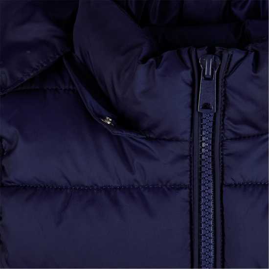 Girls Quilted Gilet Full Zip Detachable Hood Navy Girls Quilted Gilet Full Zip Detachable Hood Navy