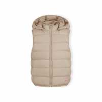 Girls Quilted Gilet Removable Hood Beige  